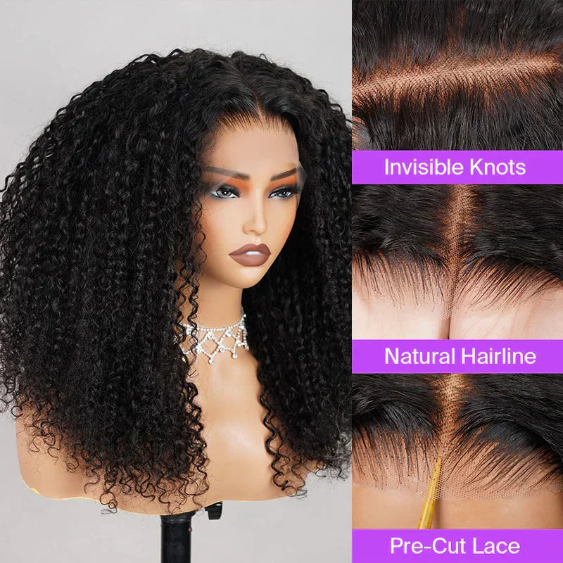 6x5 Pre-cut Short Glueless Wig - Kinky Curly