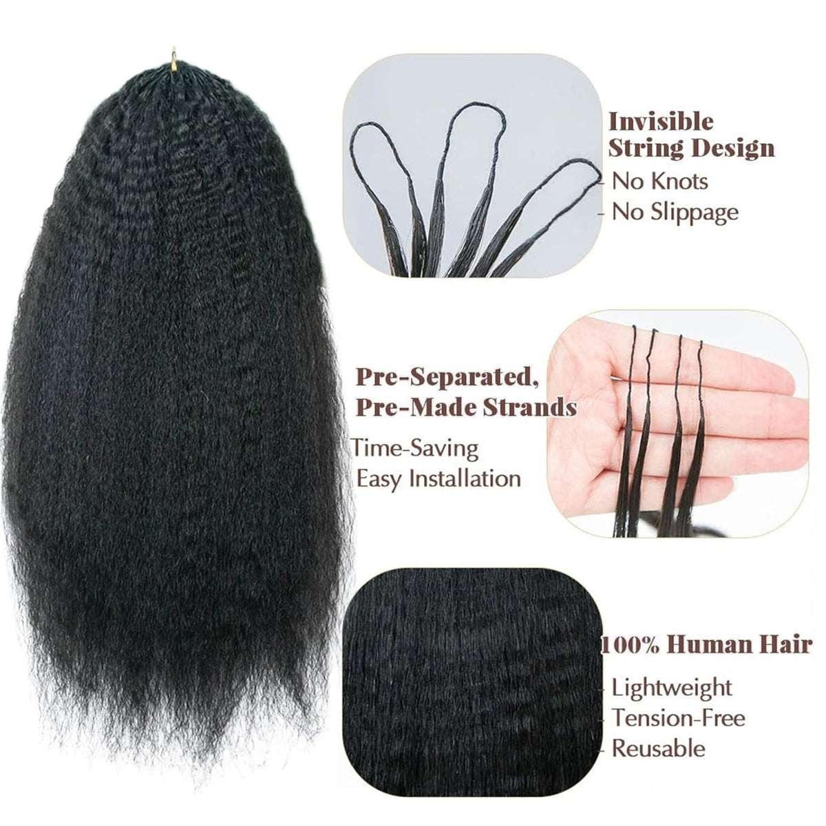 Kinky Straight/Yaki 100% Human Crochet Hair | 100 pieces
